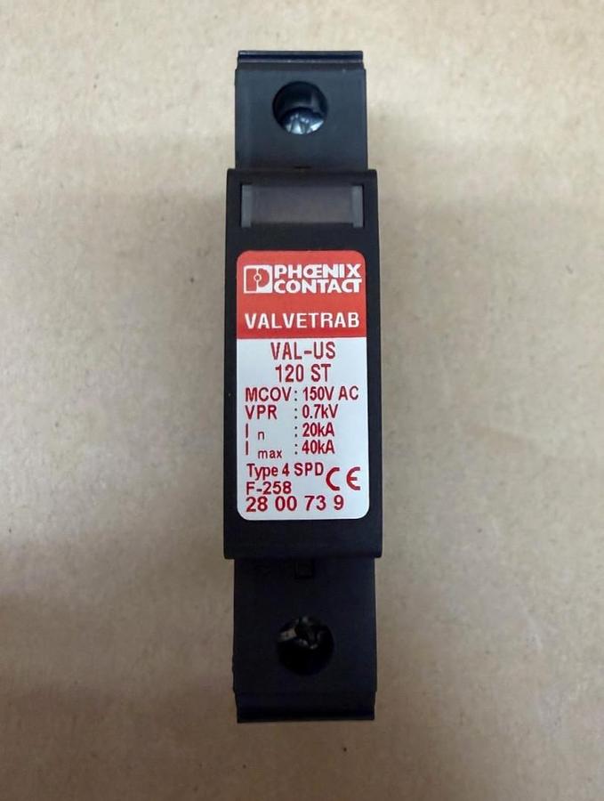 Used Phoenix Contact VAL-MS BE/FM Surge Protector w/ VAL-US 120 ST