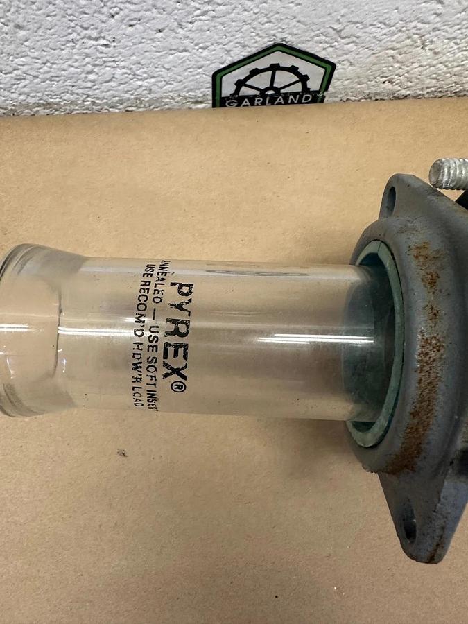 Used Pyrex/Bimba 1-1/2” Glass Diverter Valve w/ QVF548CORNING