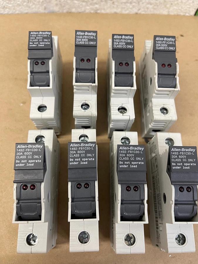 Used Allen-Bradley 1493-FB1C30-L Fuse Holder Ser B Class CC Only, 30A 600V - Lot of 8