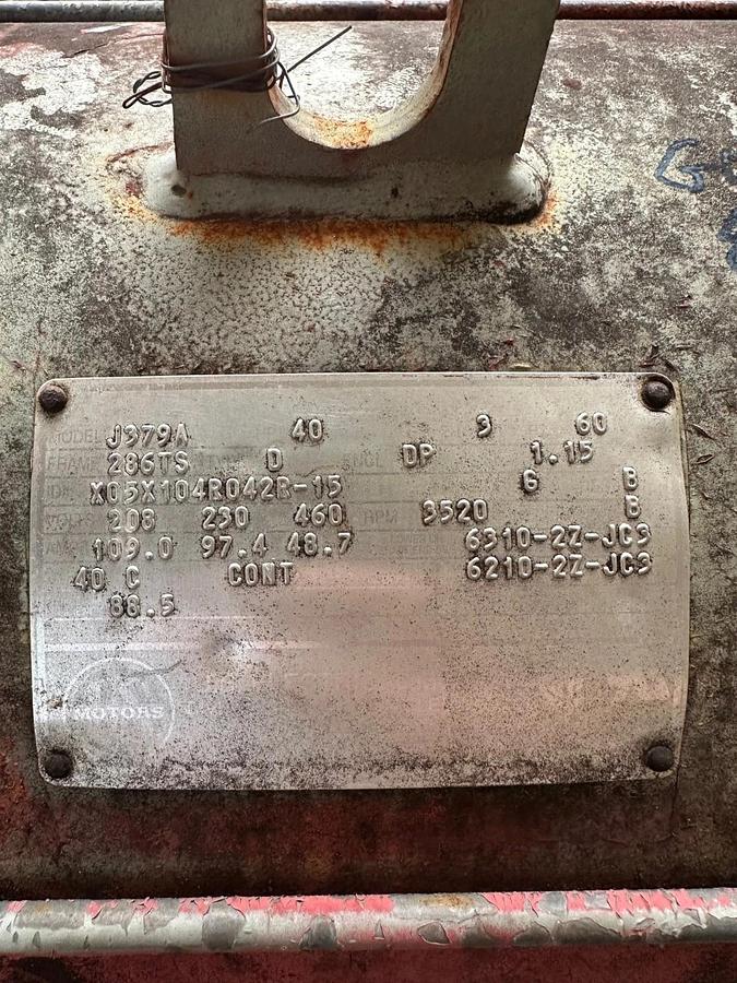 Used U.S. Electrical Motors J379A 40Hp Motor @ 3520Rpm, 3 Phase, 208-230/460V, 60Hz