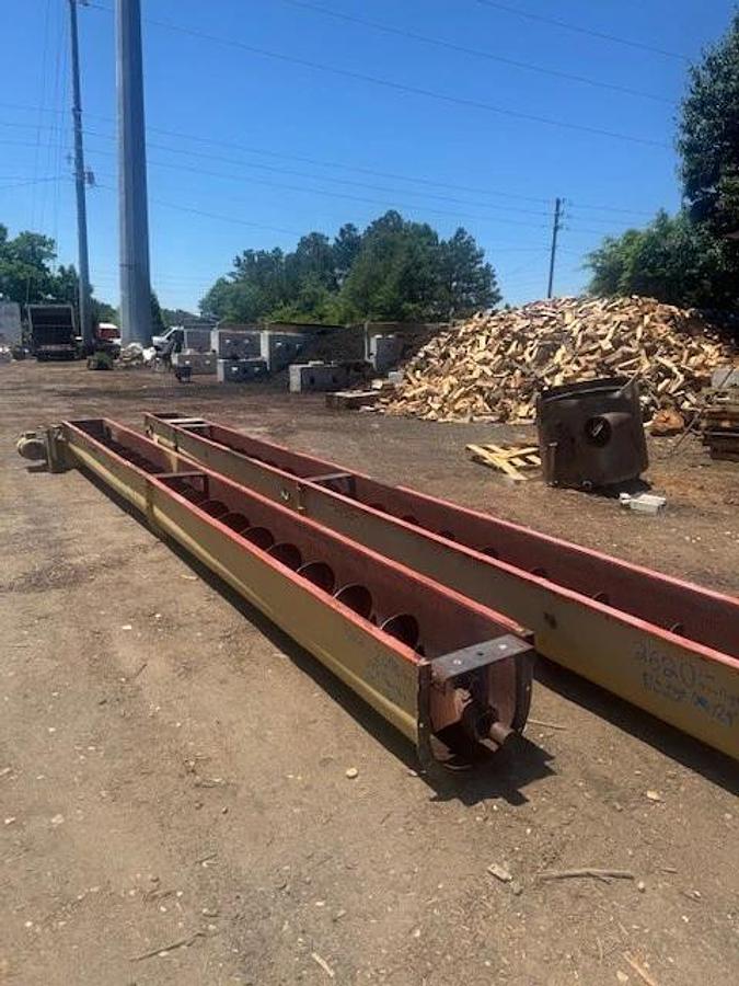 Used Industrial Screw Conveyor 51’ L, 16” Stick, 17” Trough, 15-1/2” Flights, 7.5Hp