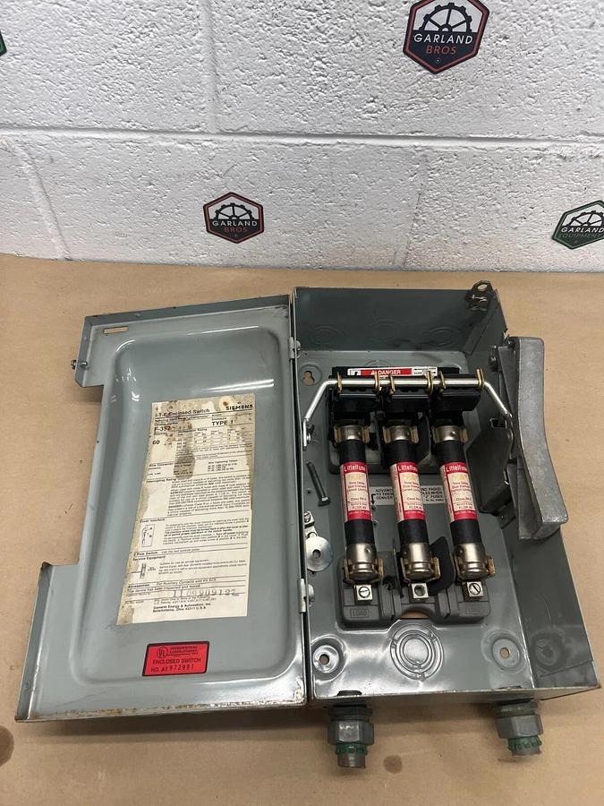 Used Siemens F-352 60A Type 1 I-T-E Enclosed Switch