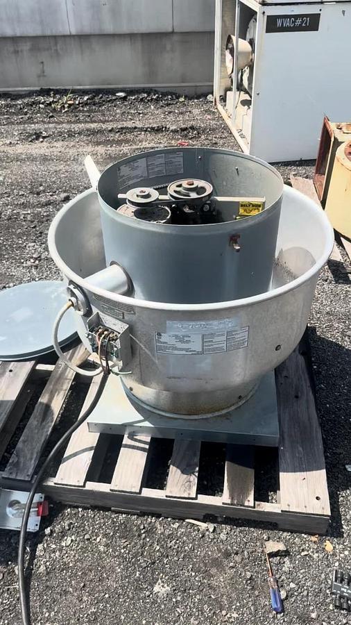 Used CaptiveAire NCA14FA Power Ventilator/ Exhaust Fan, Belt Drive 3/4Hp, 3 Ph