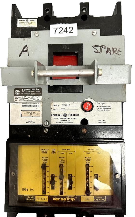 Used General Electric TED134070 70A 3 Pole Circuit Breaker