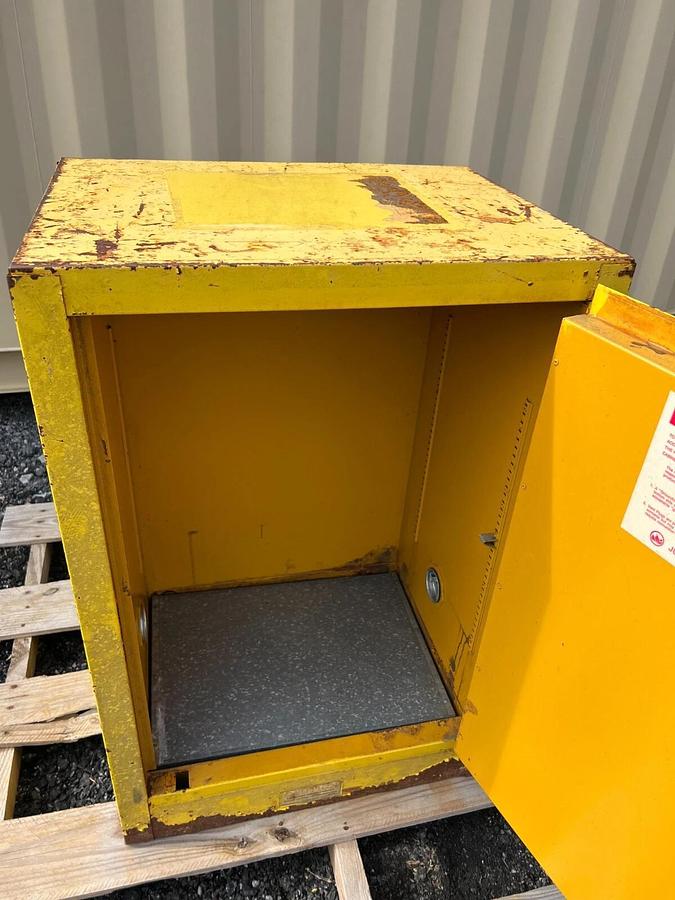 Used Justrite 25710 12 Gallon Capacity Safety Storage Cabinet (for flammable liquids)
