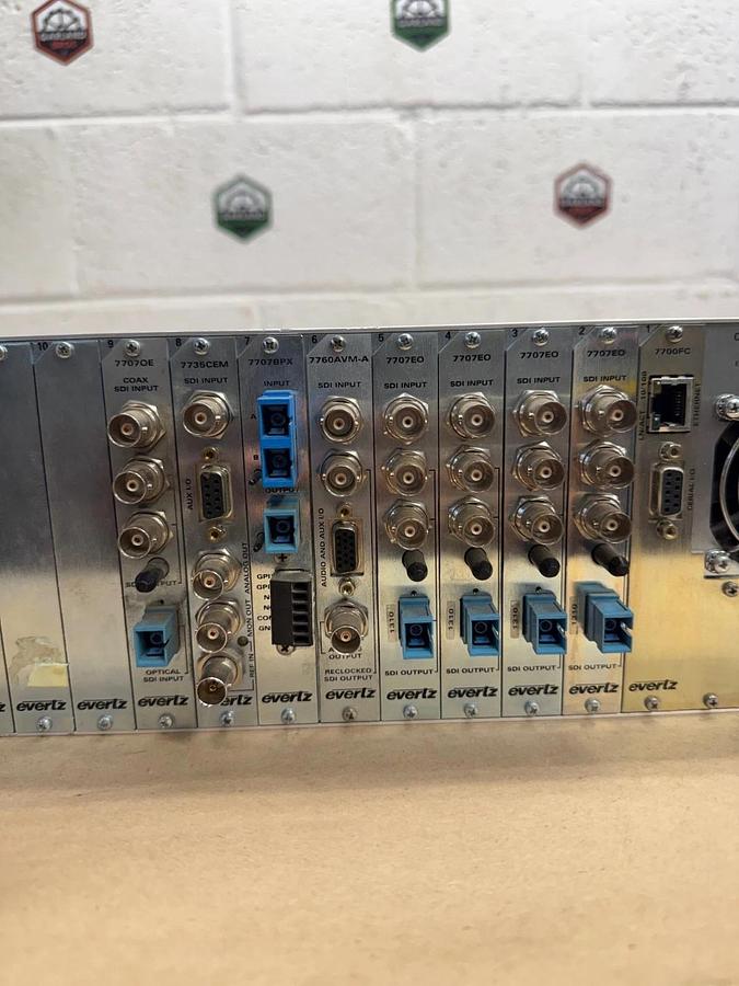 Used Evertz MicroSystems 7700FR-C Multiframe Chassis, 15 Card Slots, 300VA 50/60Hz