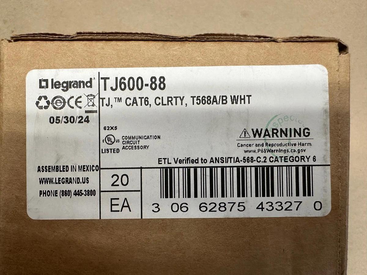 Used Legrand TJ600-88 Clarity 6 TracJack (Qty 20 per box) *FACTORY SEALED*