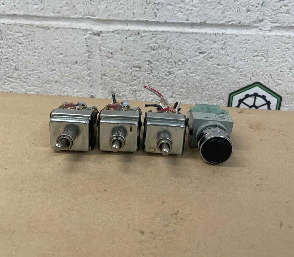 Used IDEC/Cutler Hammer (1) Push Button ABW, (3) 2-Pole Toggle Switches