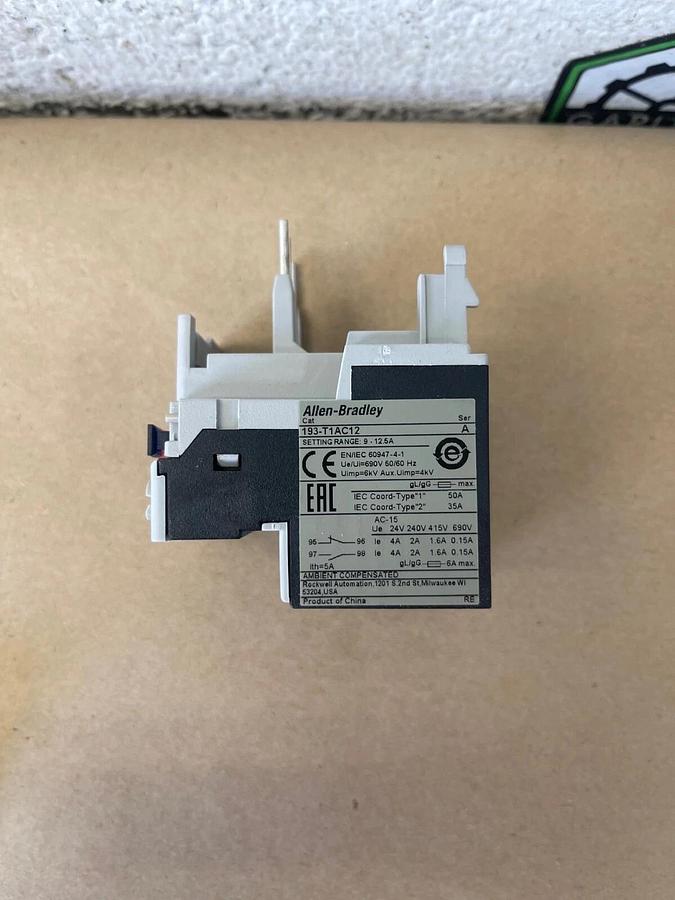 Used Allen-Bradley 193-T1AC12 Thermal Overload Relay, Series A, 9-12.5 Setting Range