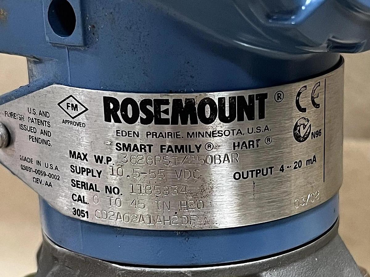 Rosemount Pressure Transmitter Mass Flow Ind. 10.5-55VDC Output 4-20mA 1185834