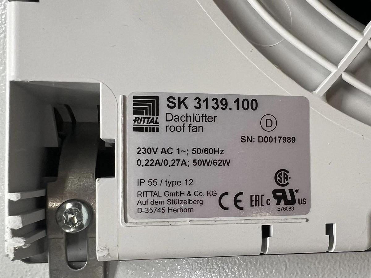 Used Rittal SK 3139.100 Roof-Mounted Enclosure Fan Assembly, 230V, 50/60Hz, 50/62W