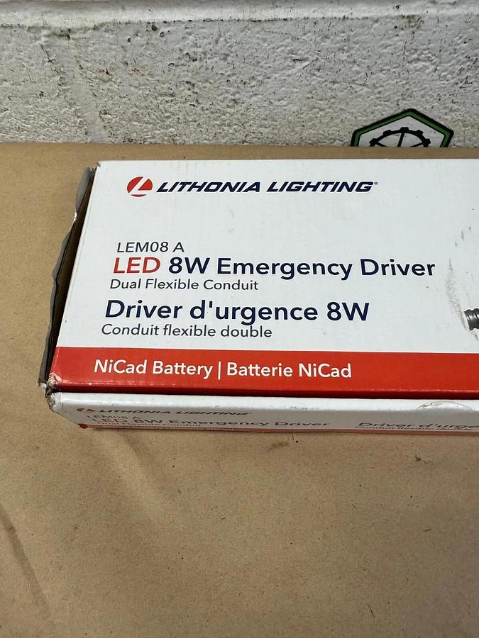 Used Lithonia Lighting LEM08 A , LED 8W Emergency Driver, Dual Flexible Conduit