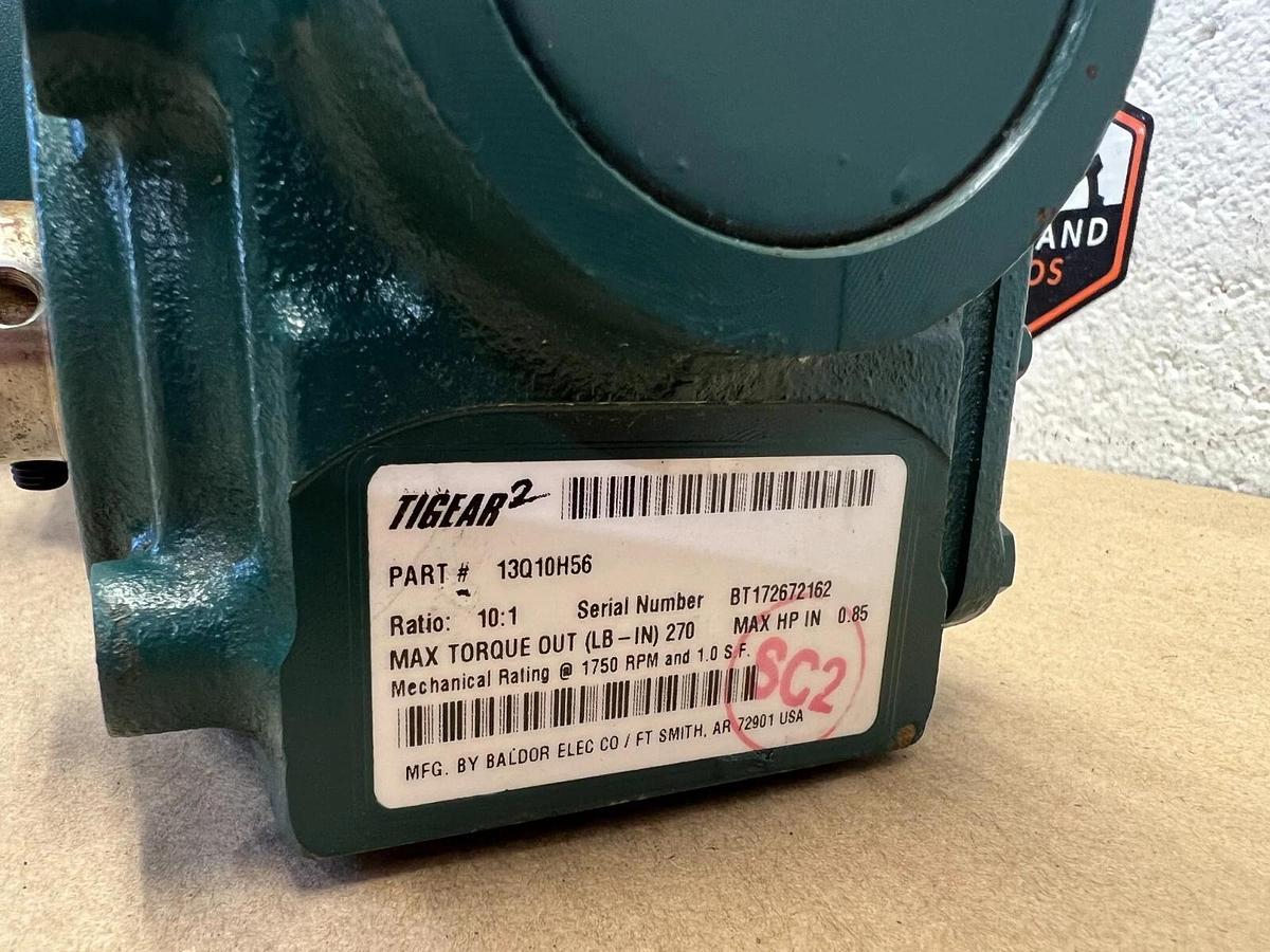 Used Baldor Reliance KBM3458 .33Hp 1725RPM 3Ph Ind Motor, Tigear 2 13Q10H56 Gearbox