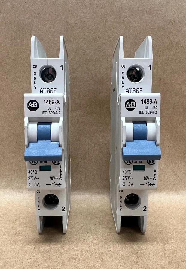 Used Allen Bradley 1489-A1C050 Ser A, 1 Pole, Circuit Breaker - Lot of 2