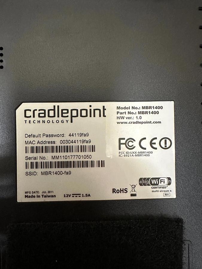 Used Cradlepoint MBR1400 WiFi Router, H/W ver 1.0 - Lot of 2