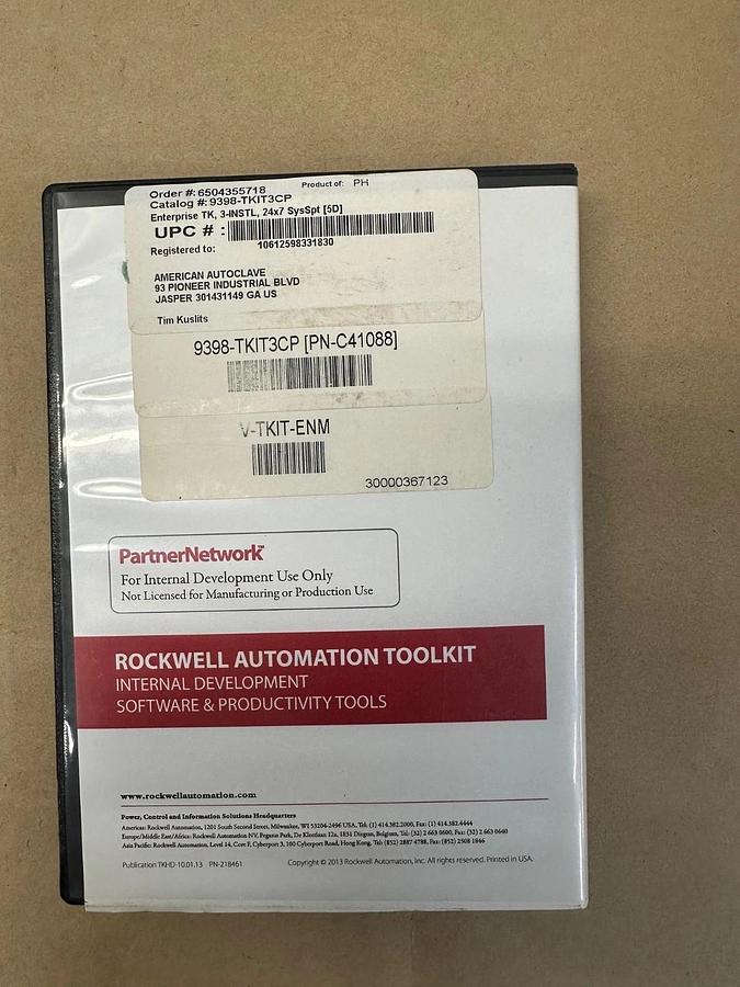Used Rockwell Automation 9398-TKIT3CP Toolkit 2019 1TB