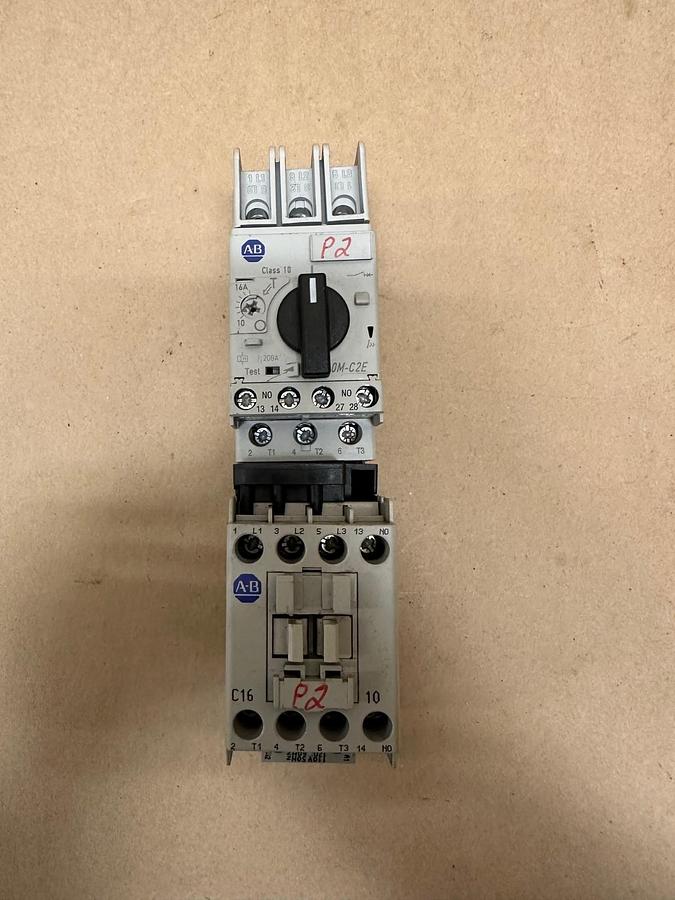 Used Allen Bradley 140M-C2E-C16 Ser C Circuit Breaker w/ 100-C16*10 Contactor