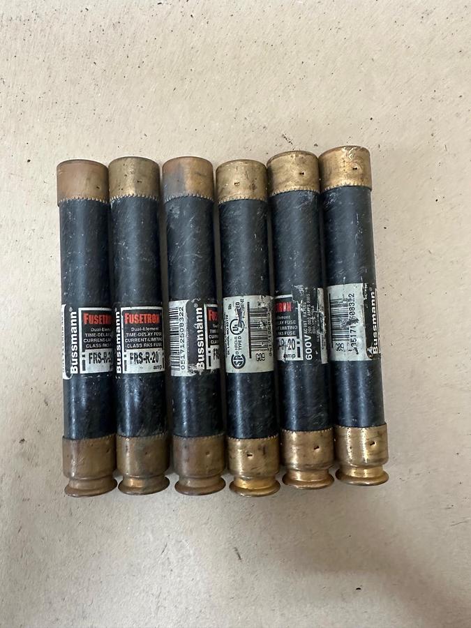 Used FuseTron FRS-R-20 Time Delay 20A Fuse - Lot of 6