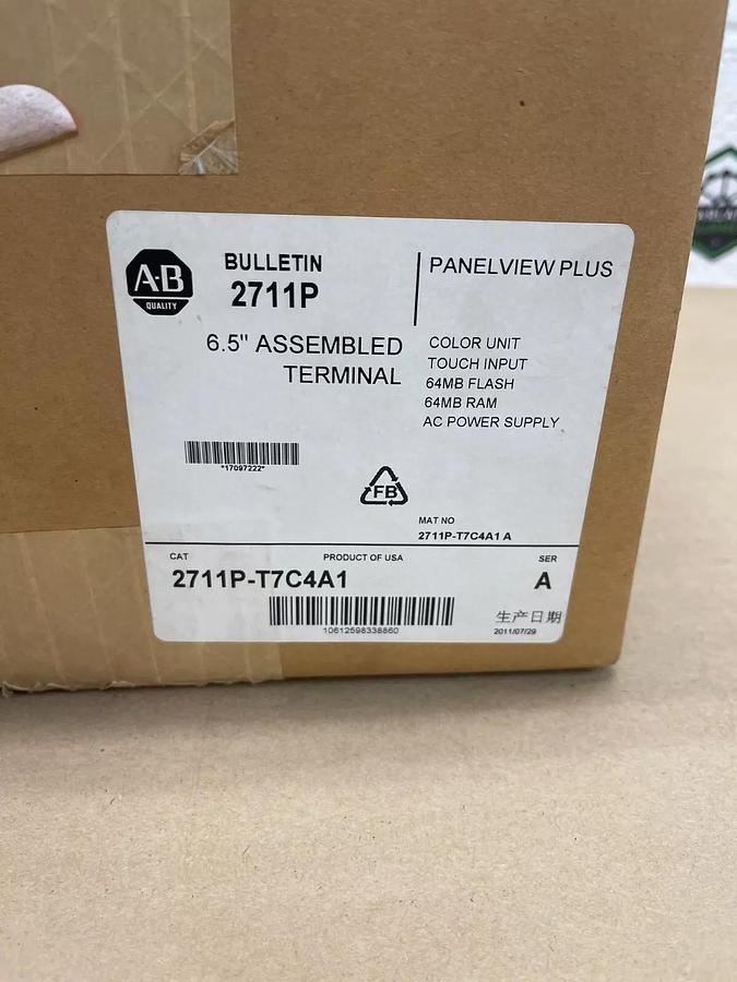 Allen-Bradley 2711P-T7C4A1 A PanelView Plus 6.5” Assembled Terminal 64MB RAM