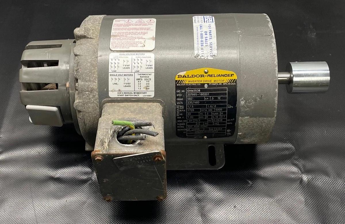 Used Baldor-Reliance IDNM3538 Inverter Drive Motor, .5 HP, 230/460 Volts, 6000 RPM