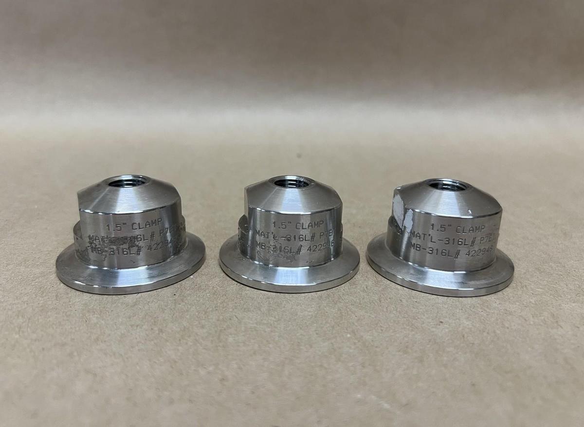 Used 1.5", 316L, Tri-Clamp Solid End Cap - Lot of 3
