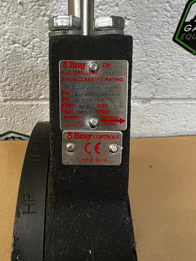 Used Bray 410400-11001466 4 in Butterfly Valve