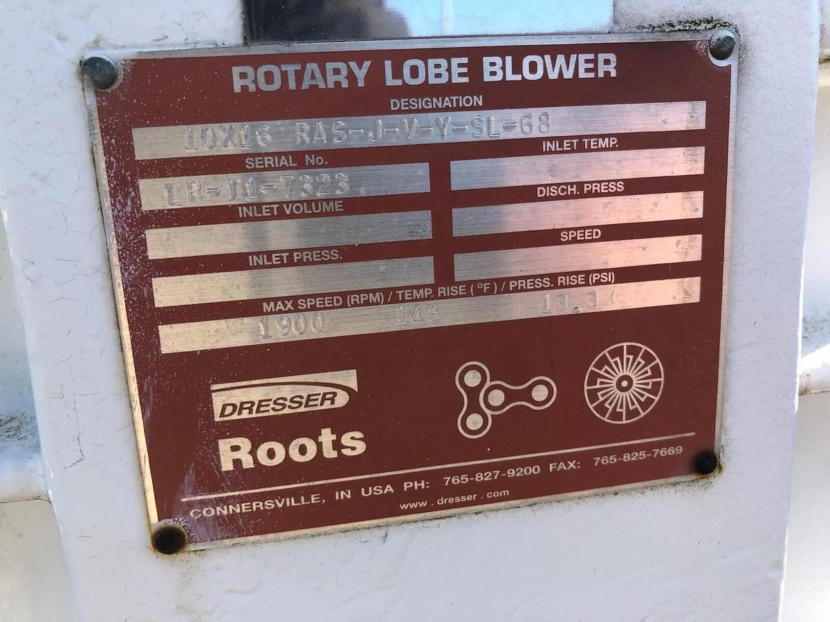 Used Dresser Roots 10x16 RASJ-V-Y-SL-86 Rotary Lobe Blower, Inlet Volume: LR-11-7323