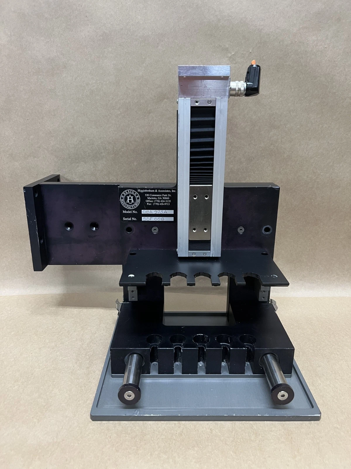 Used Higginbotham & Associates CIBA 973A Linear Positioning + Sample-Holding Assembly