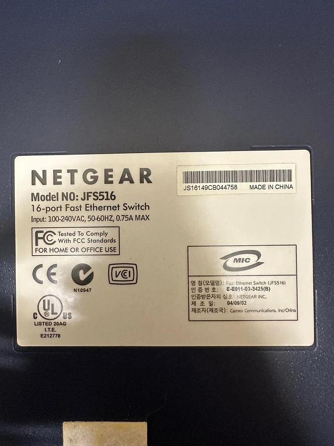 Used Netgear JFS516 16 Port Fast Ethernet Switch