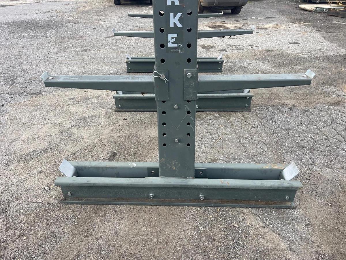 Used Jarke Steeltree Double Sided Cantilever Rack, Column H: 8’, Arm L: 24”, 18 Arms