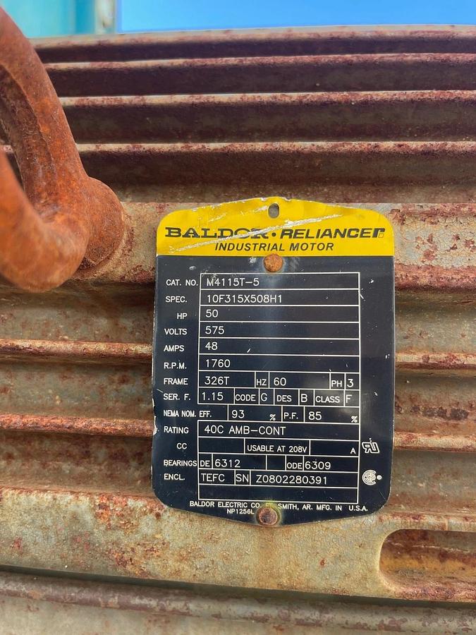 Used Twin City Fan & Blower Co 923 RBO-SW CW Horizontal Blast, 50Hp, 1760RPM, 575V