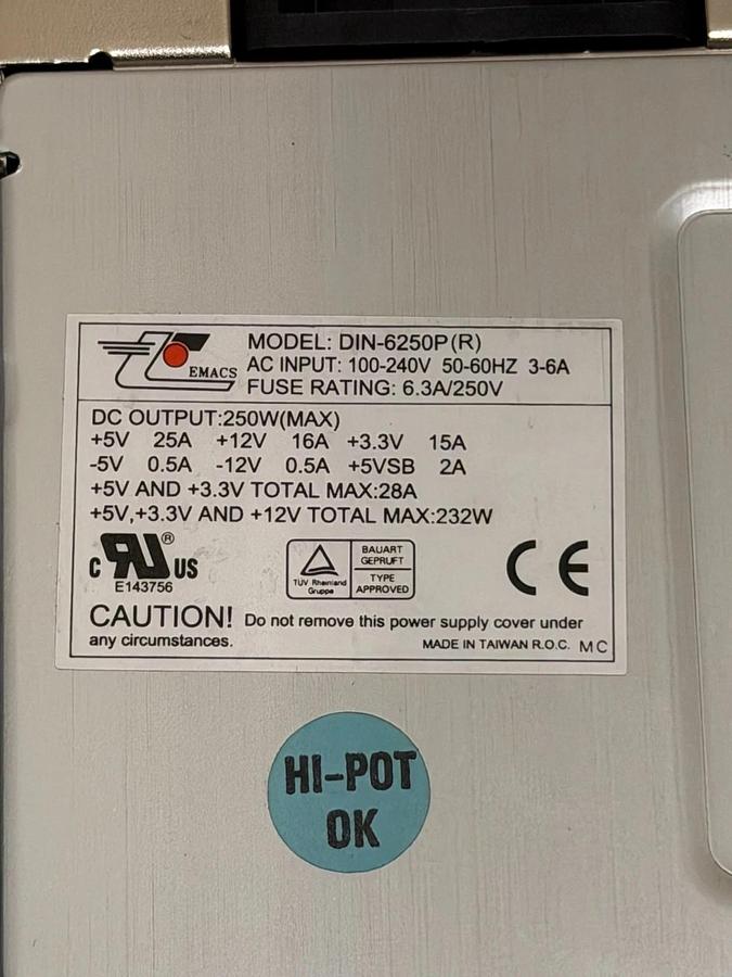 Used EMACS DIN-6250P(R) 250 Watt AC Power Supply Module