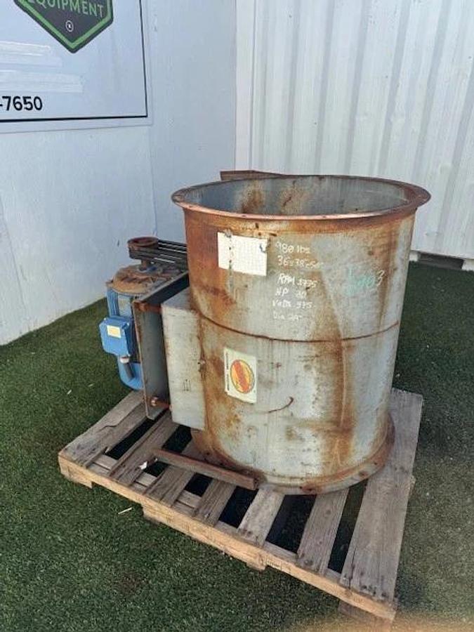 Used Hartzell Fan VA29-BD, 29” Inline Axial Fan, Elektrim 20Hp Motor @ 1775RPM, 575V