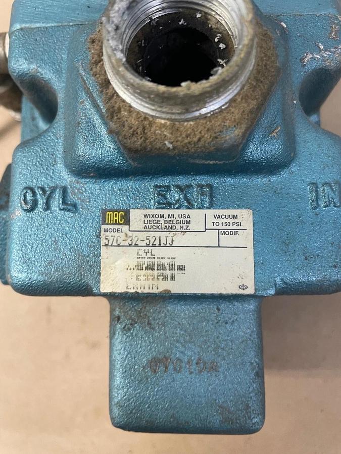 Used MAC 57D-32-521JC w/ 224B-521JJ Solenoid Valve 3-Way Actuator