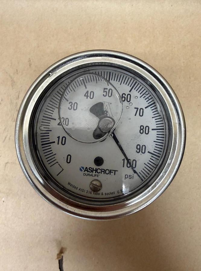 Used Ashcroft A3 Pressure Gauge, 0-100psi