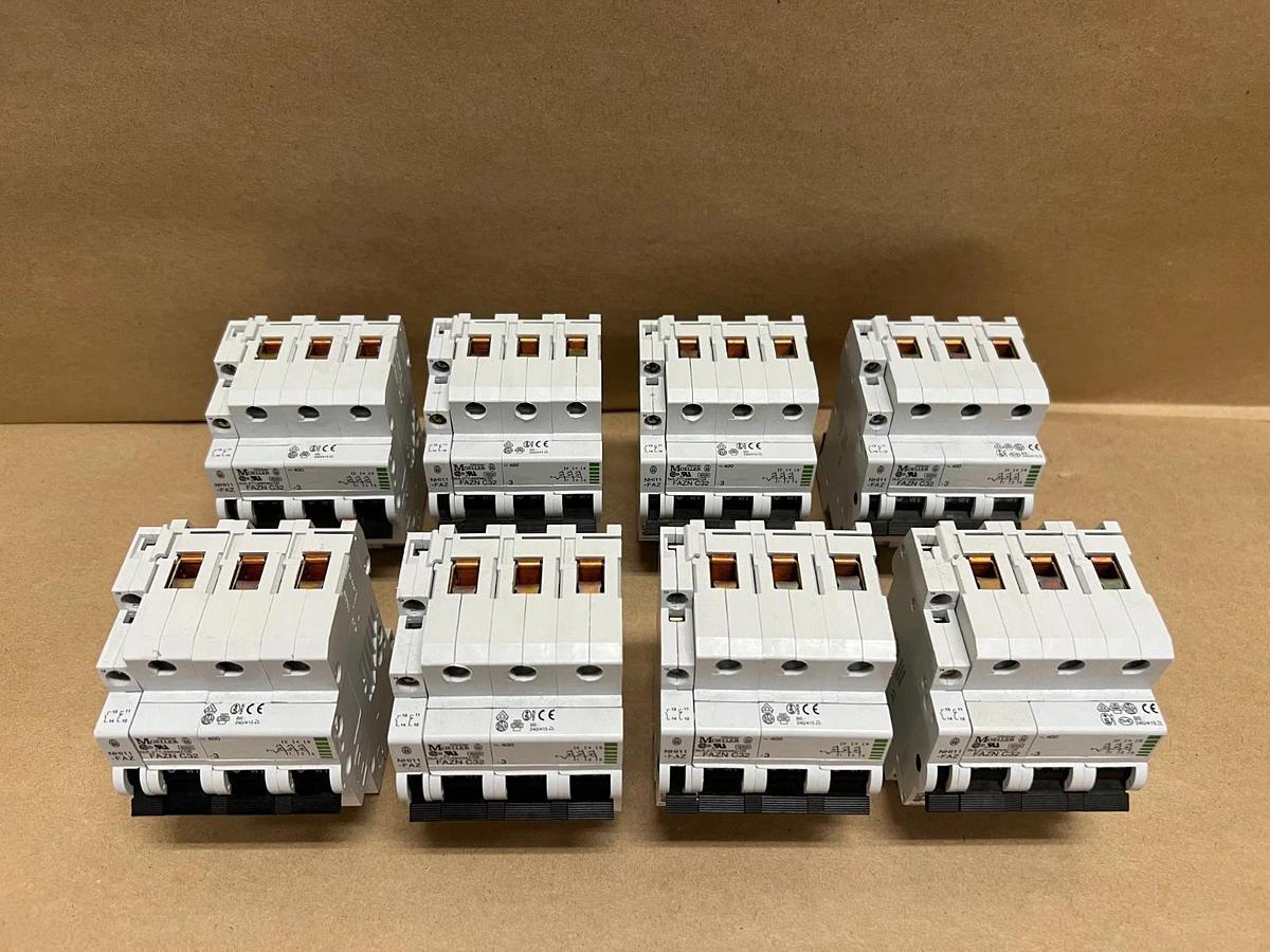 Used Moeller FAZN C32-3 3P, 32A Circuit Breakers - Lot of 8