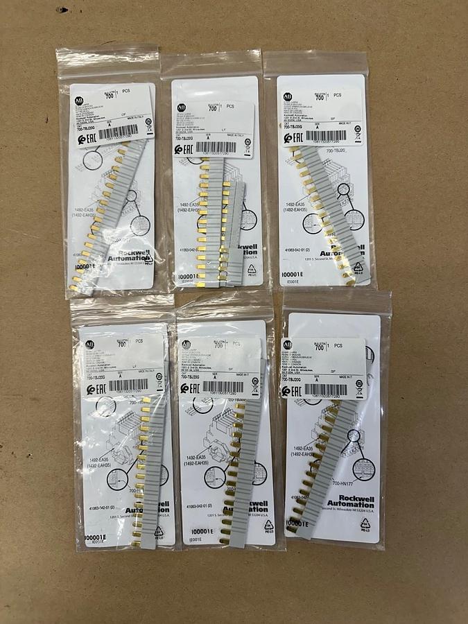 Used Allen Bradley 700-TBJ20G 20 Way Connection Jumper - Lot of 6