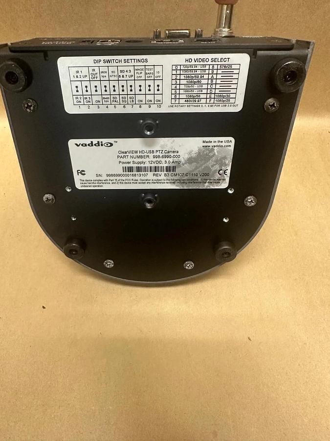 Vaddio 999-6990-000 Clearview HD-USB PTZ Camera, No Power Cable *NEW*