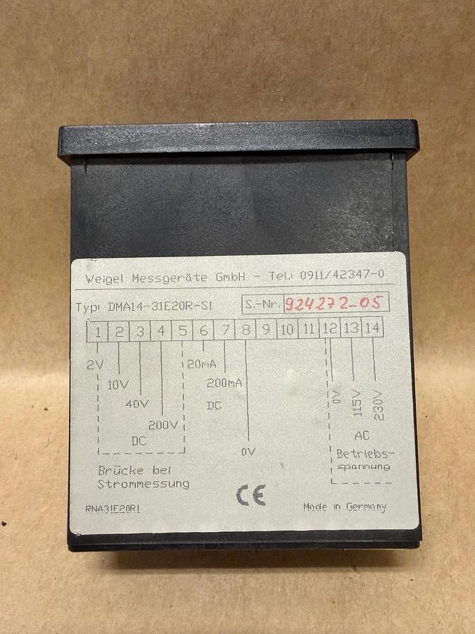 Used Weigel Messgerate DMA14-31E20R-S1 Measuring Device