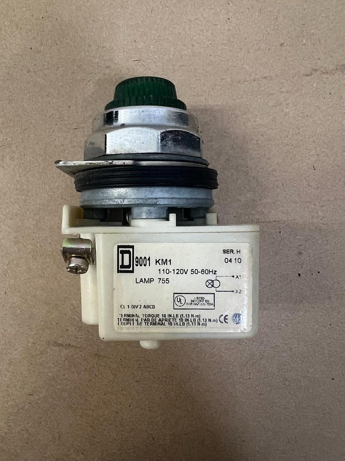 Used Square D 9001 Ser. H Green On Button