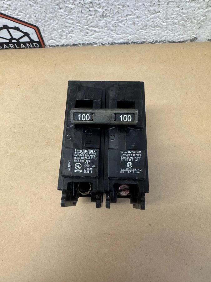 Used Siemens Q2100 2 Pole 100A Circuit Breaker