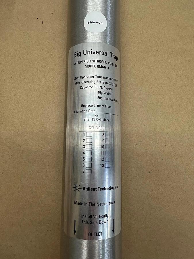Used Agilent Technologies RMSN-4 Big Universal Trap Superior Nitrogen Purifier *NEW*