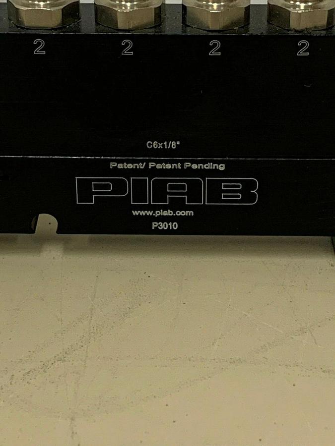 Used Piab P3010 Vacuum Pump w/ Pneumadyne QE11-M-47 Quick Exhaust Valve