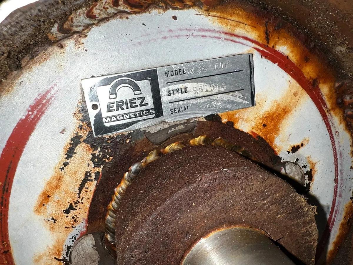 Used Eriez 8X36AIP Magnetic Head Pulley 8” Dia, 36” Belt Width, 1-7/16” Shaft Dia