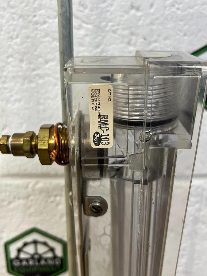 Used Dwyer RMC-103 Flow Meter, 20-200 PSI, w/ Stand