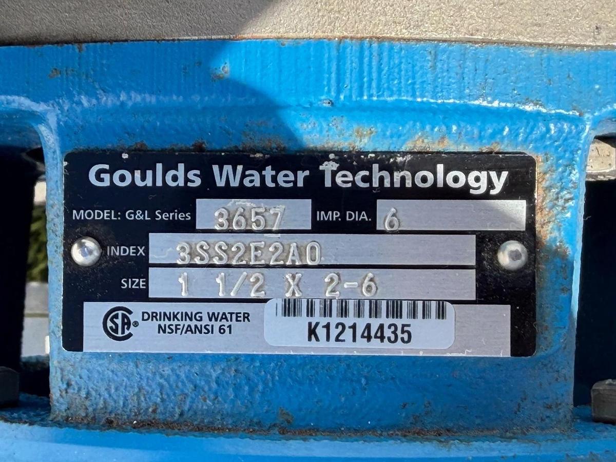 Used Goulds 3657 316 SS End-Suction Centrifugal Pump, 1Hp Baldor Motor @1750RPM