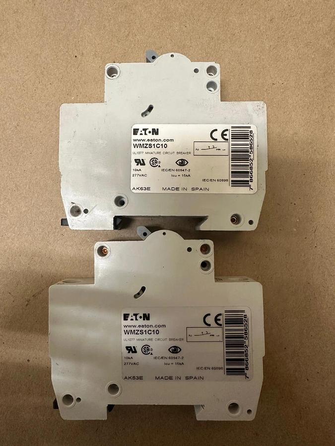 Used Eaton WMZS1C10 10A Circuit Breaker - Lot of 2