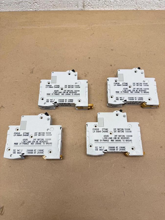 Used Merlin Gerin C60N Multi9 Circuit Breaker, 10A, Type C, 277VAC Single Pole (4)