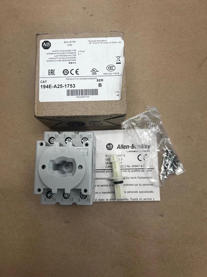 Used Allen Bradley 194E-A25-1753 Switch-Disconnector 3 Pole