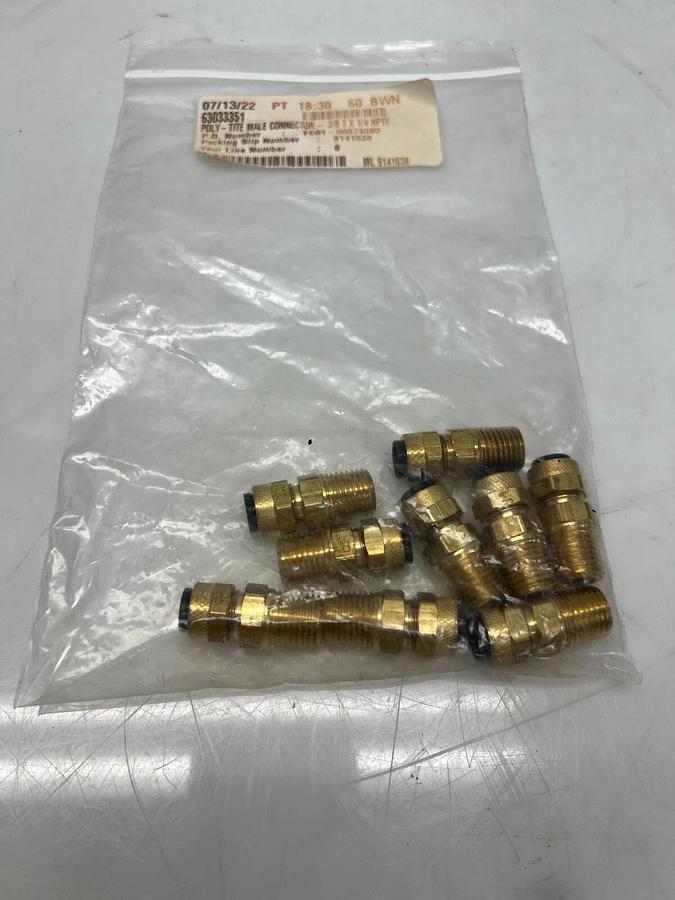 Used Parker 63033351 3/8T x 1/4NPTF Poly-Tite Male Connector (package of 9)